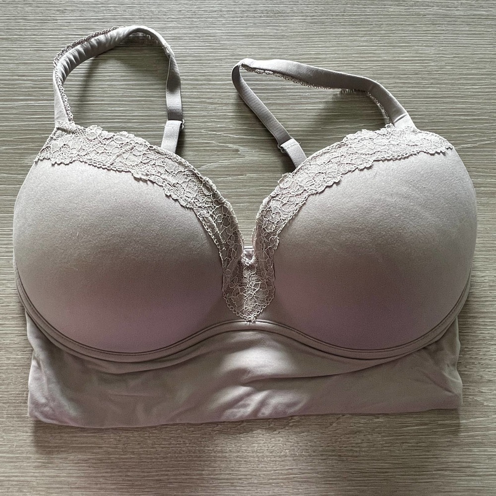 Victoria's Secret Light Taupe Lace Trim T-Shirt Bra